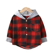 Shirts Clothing Boys Hooded Shirts Girls' Baby Long-Sleeved Plaid Coats Autumn