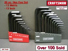 CRAFTSMAN 26 pc SAE METRIC MM Allen Hex Key wrench set w 3/8 and 10mm 40 28 20