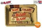 RAW Mini Rolling Tray + Classic,Organic KS Rolling Paper + RAW Tips + Bamboo Mat
