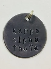  Kappa Alpha Theta KAT Hand Stamped Charm Ann Peden, big little