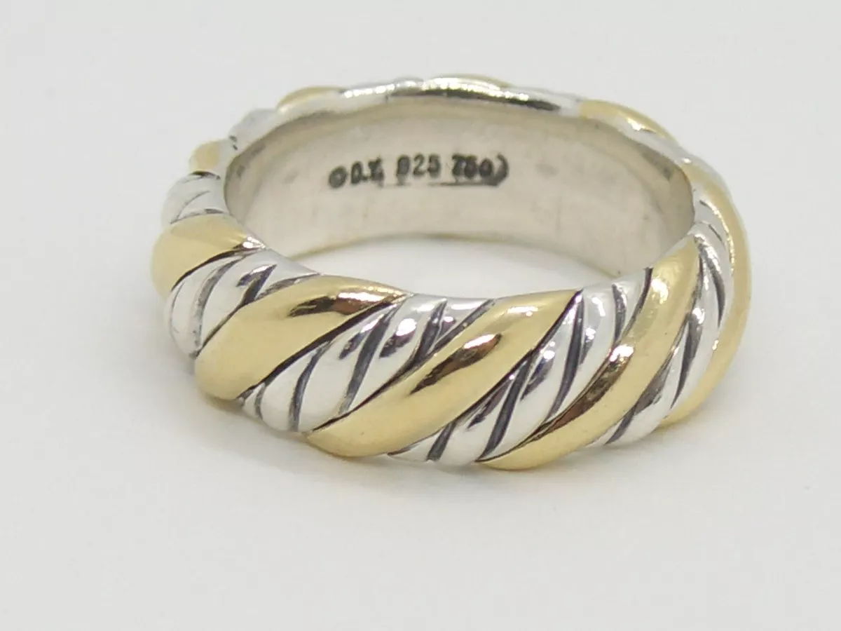 Estate David Yurman Twisted Cable 18k Yellow Gold Sterling Silver