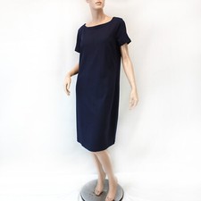 Talbots Plus Navy Blue 100% Cotton Short Sleeve Boat Neck Dress 1X Petite