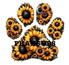Sublimation Print Sunflower Paw Print Ready to Press Heat Transfer