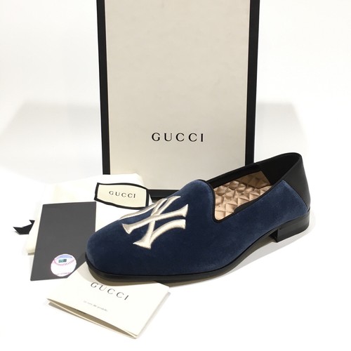 Gucci NY Yankees Velvet Loafers -Blue 