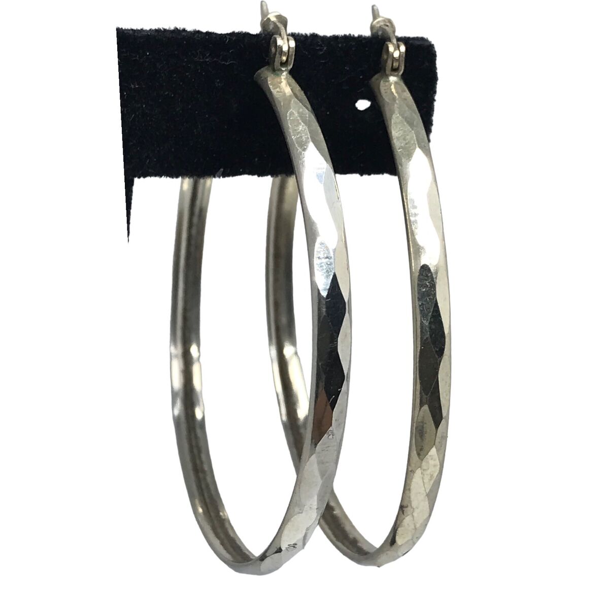 vintage sterling silver 925 Mexico faceted 2”hoop earrings vintage sterling silver 925 Mexico faceted 2”hoop earrings