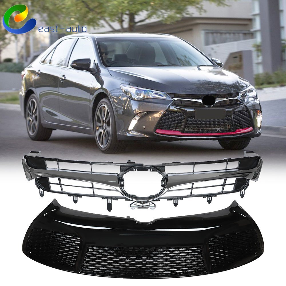 2015-2017 Toyota Camry SE Chrome Upper Lower Bumper Grill Grille 2-Piece Set