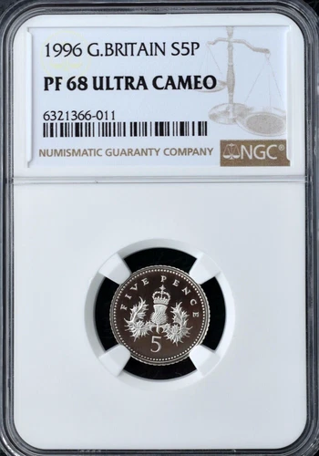 1996 Silver 5p Proof NGC PF68 Great Britain Royal Mint  Five Pence