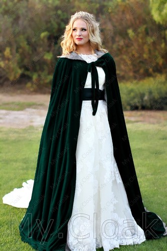 Stock Wedding Velvet Cape in Silver Halloween Medieval Hood Cloak Vampire Gothic - Picture 13 of 14
