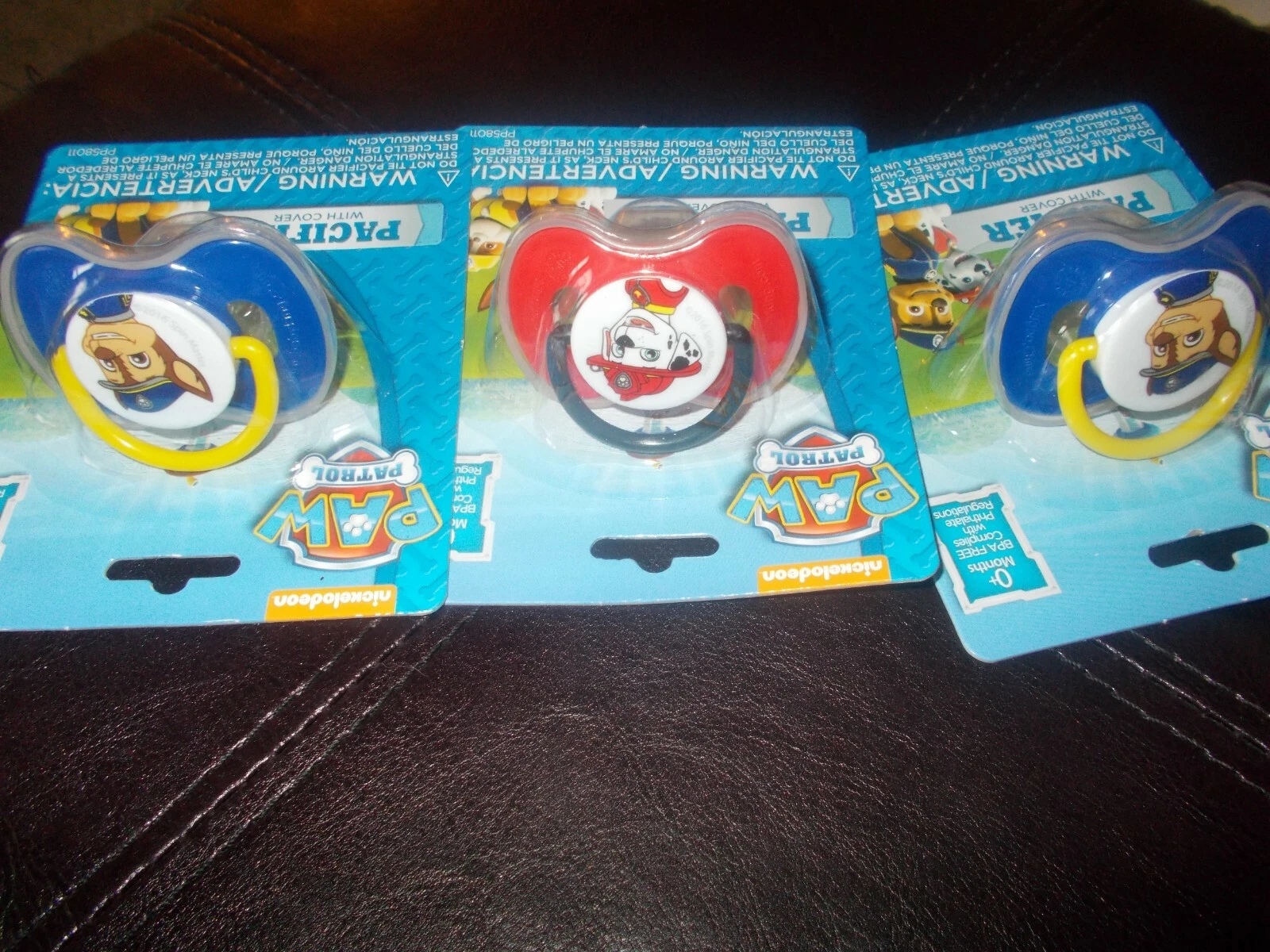 Nickelodeon paw patrol pacifier w/covers lot new in packages red and blue