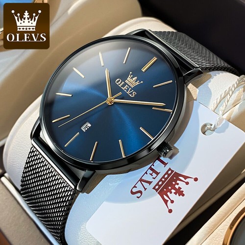 OLEVS Watch Blue Dial Fashion Simple Style Waterproof Men's Wristwatches - Picture 3 of 10