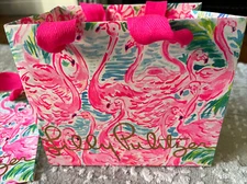 Lilly Pulitzer  Set Of 2 Paper SHOPPING GIFT BAG Small pink flamingos