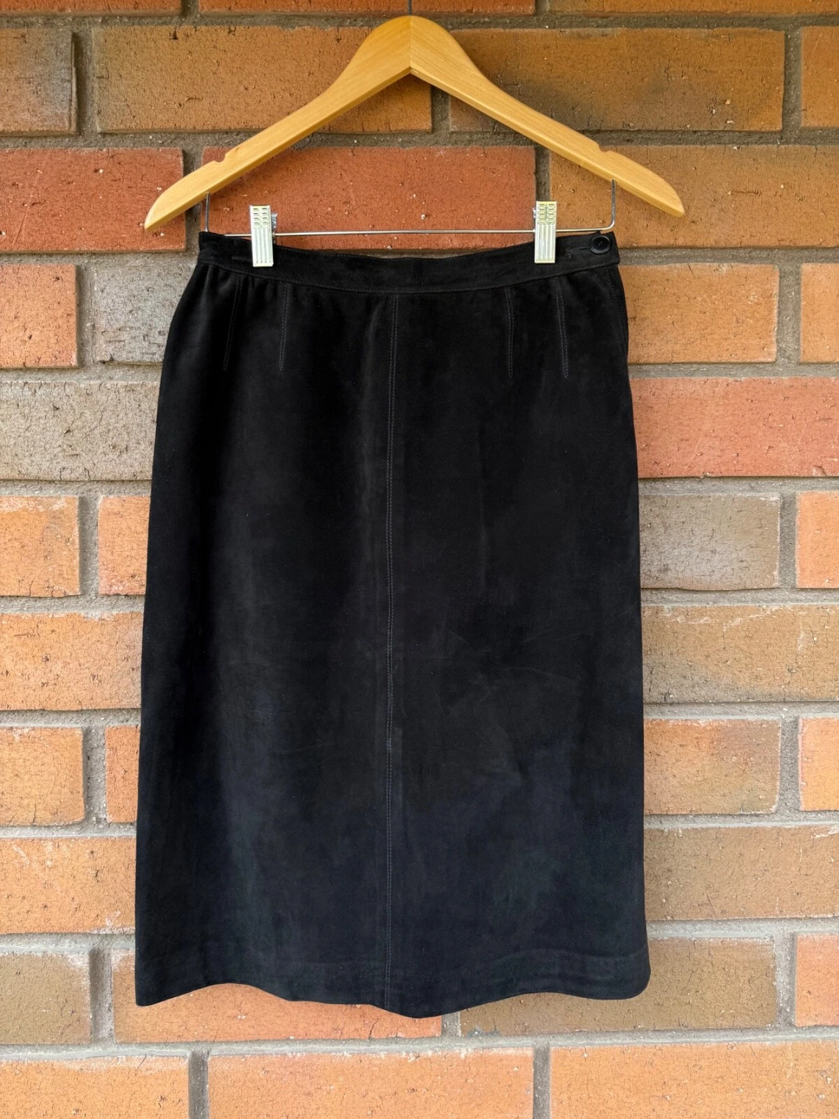 Saint Laurent — Yves Saint Laurent Rive Gauche Suede Skirt Leather | Black | Womens EU 40 US 6
