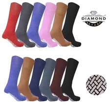 Men's Women's Non-Skid Diabetic Cotton Crew Socks with Non Binding Top 3-6 Pairs