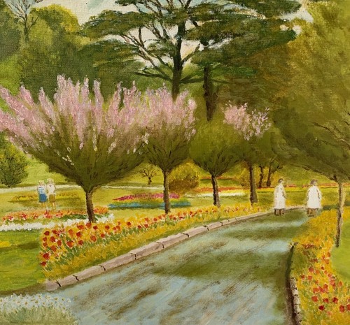 VINTAGE LANDSCAPE OIL PAINTING TRENNANCE GARDENS NEWQUAY CORNWALL R CHARLES - Picture 22 of 24