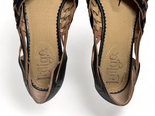 Latigo Black Leather Woven Flats - Women's Size 7.5 EUC - Picture 8 of 13