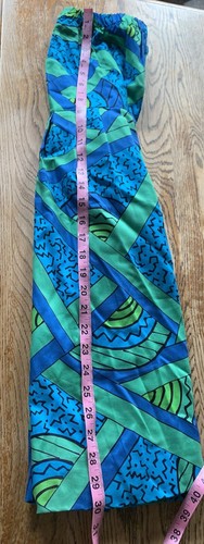 Vtg 80s Private Club Top Skirt Set Multicolor Lg Green Blue Rayon Retro - Picture 10 of 15