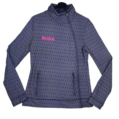 So Nice Women s Sz M Jacket Purple Pink Assimetric Full Zip Cotton Activewear