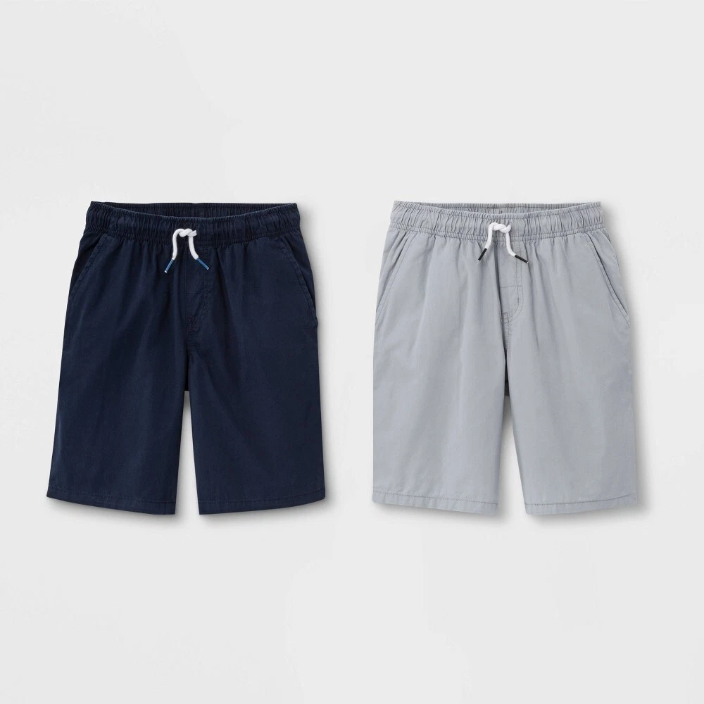 Boys 2pk Pull On Woven Shorts Cat Jack Navy Gray M 8 eBay