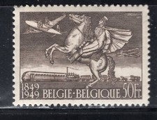 BELGIUM 1949 SCARCE 100 YEARS OF BELGIAN STAMPS AIR MAIL SCOTT C12 PERFECT MNH