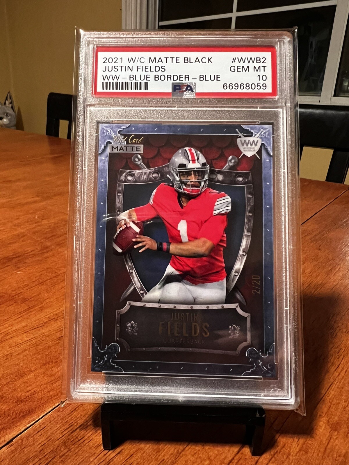 Justin Fields Wild Card Matte Black Weekend Warrior #WWB2 Cobalt Frame-Blue