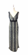 Zealous Women Size S Sleeveless Snakeskin Print Maxi Dress Stretch Deep V-Neck