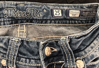 MISS ME Jeans Womens 25 Blue JP5046B8 BOOT Embellished Rhinestone