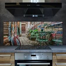 Kitchen Splashback Designer Glass Cooker Panel Bookshop Books in Venice 125x50
