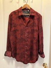Robert Graham Men s Medium Shirt The Joan Burgundy Red Long Jacquard