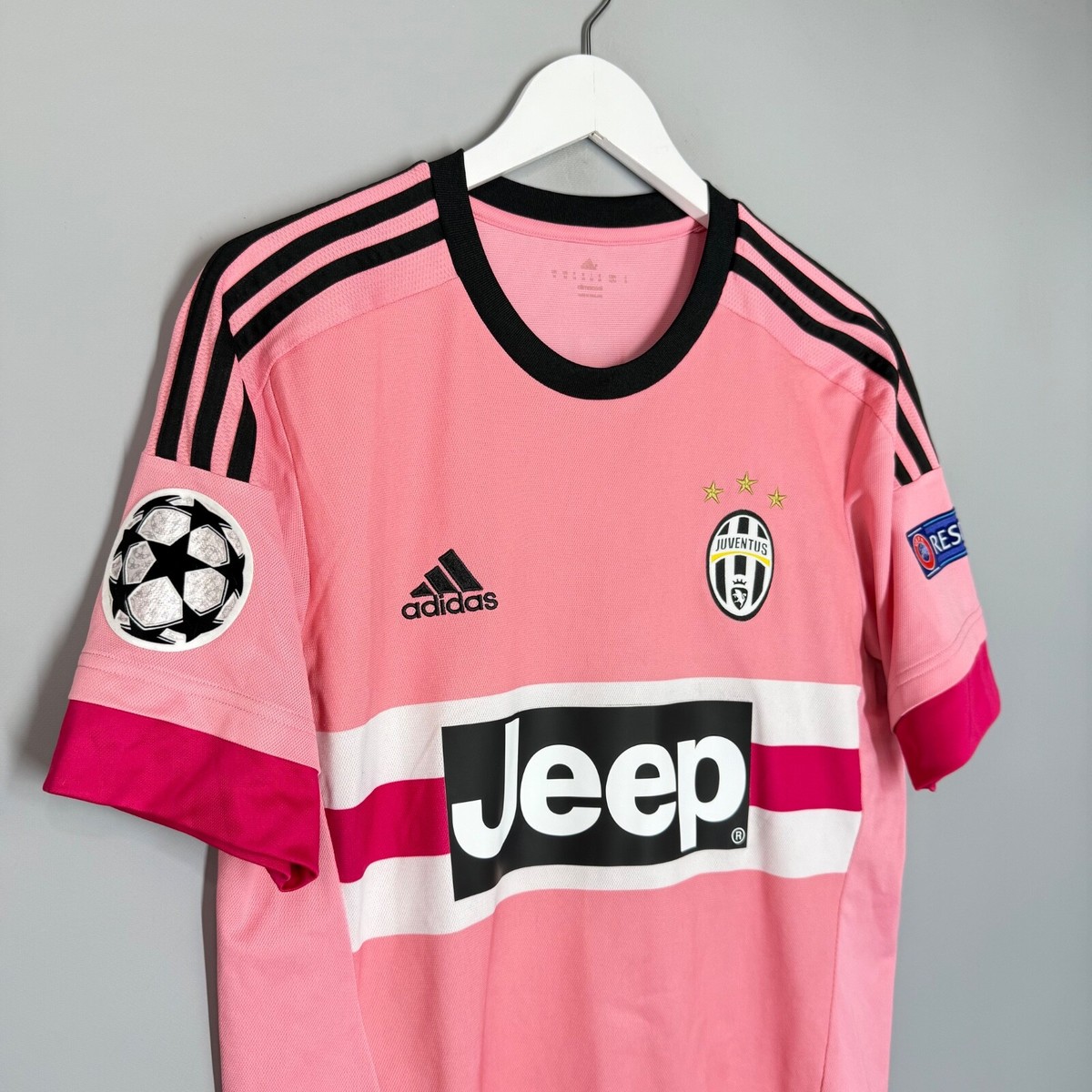 Juventus ピンクシャツ adidas climacool/jeep 2015-2016 Authentic Original Adidas Juventus Away Pink