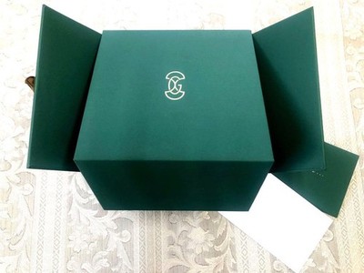 GRAFF Jewelry Gift Box Empty Case Dark Green Gold Logo w/Card Envelope Japan