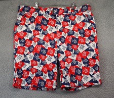 Loudmouth Golf Shorts Men sz 38 Red Blue Geometric Turtle
