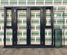 FRENCH DOORS WITH SIDELIGHTS ANTHRACITE GREY RAL 7015 EXTERIOR EXTERNAL UPVC PVC