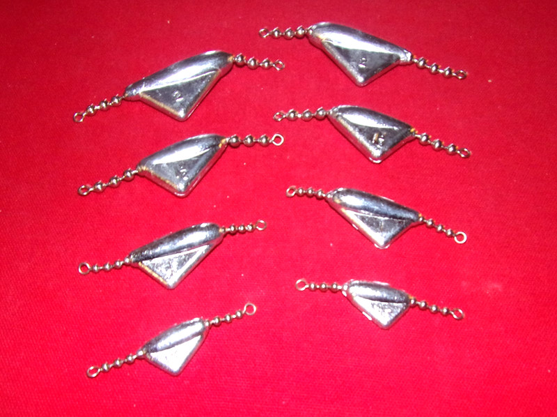 fishing sinkers, inline 1/2, 1, 1, 1.5, 2 oz USA assorted lead weights trolling