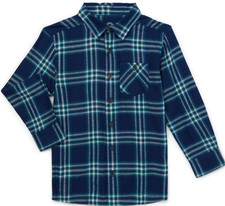 Wonder Nation Boys Flannel Shirt with Long Sleeves Blue Cove Size S 6-7
