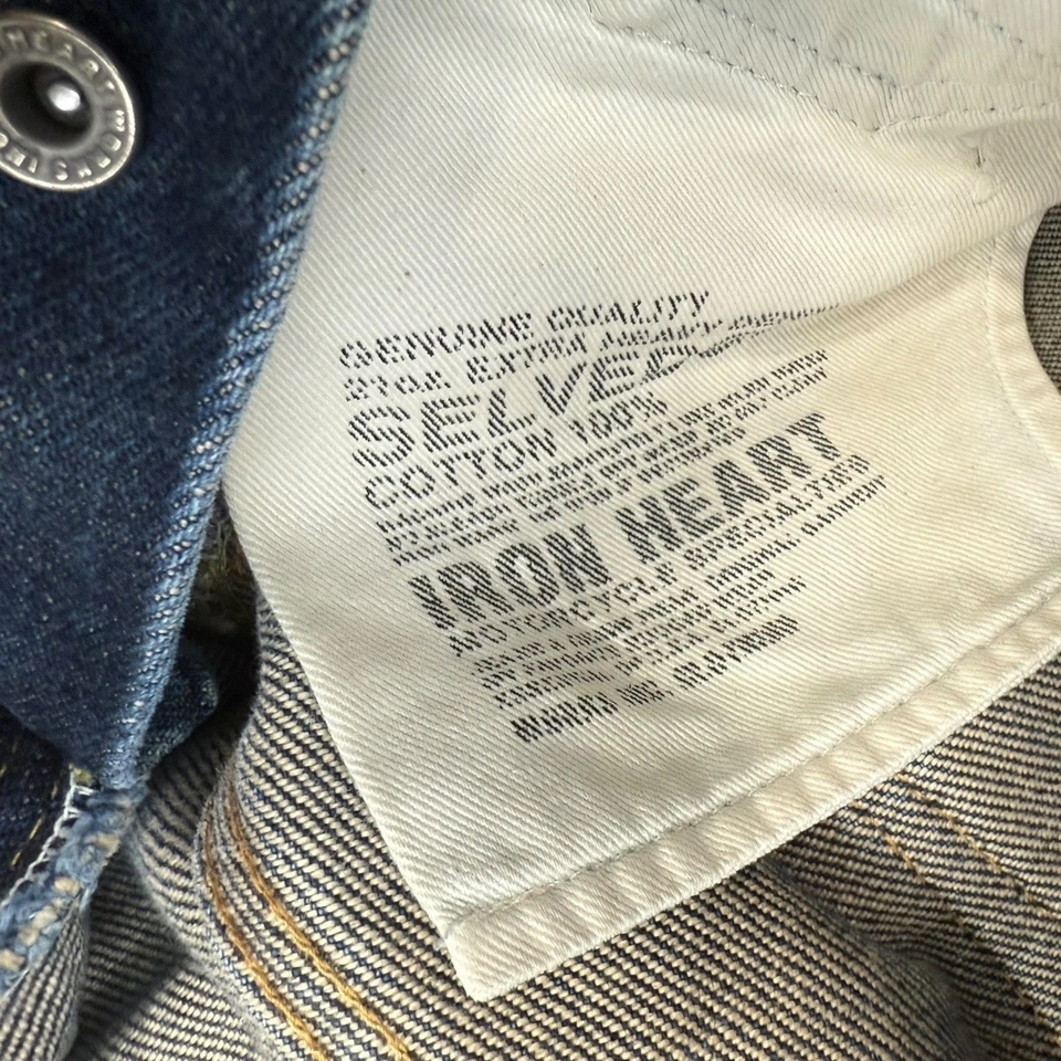 Pantalones de mezclilla con ribete Iron Heart 21 oz para hombre 31 botones mosca 100 % algodón 31x34 Foto 4 de 4