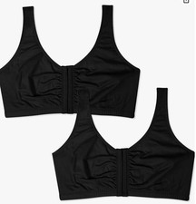 Fruit of the Loom Women's 2Pack Front Closure Cotton Bra Size 36 Black
