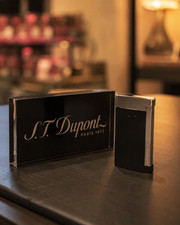 NEW Authentic S.T. Dupont Lighter Black Silver Luxury Butane Lighter With Case