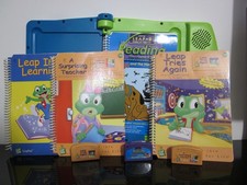 LeapFrog LeapPad Learning System Console Green Educational 3 Cartridges 4 Books