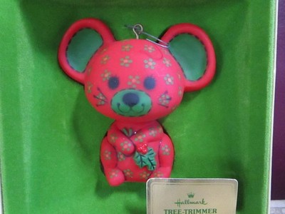 Vintage 1978 Hallmark Tree Trimmer calico red mouse ornament 3.5'' MIB