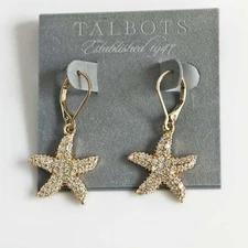 Talbots CZ Starfish Statement Drop Earrings Chic Women Party Vacation Jewelry