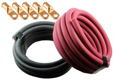 Car Battery/Welding Cable, 4/0 Gauge, 5 Feet Red/5 Feet Black and 5 Copper Lugs