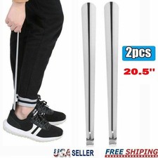 2pc 20.5'' Stainless Steel Long Handled Metal Shoe Horn Lifter with Hanging Hole