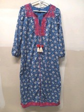 J. CREW Womens Cotton Midi Maxi Stitch Embroidered Boho Peasant Caftan Dress S