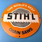 Vintage Stihl Chainsaw Sign - Porcelain Hardware Store Display Best Saw Gas Sign