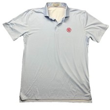 Holderness  Bourne The COLE Geometric Embroidered Baby Blue Polo/Golf Shirt L