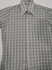 Vintage 70s Montgomery Ward Sheer Plaid Shirt Men  s M Disco Collar Korea