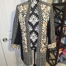 Chicos Women Animal Print Blazer Jacket S 2 Career Neutral Artsy Statement