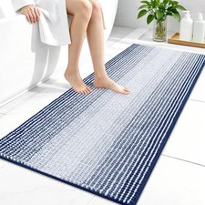 OLANLY Bathroom Runner Rugs 44x24, Extra Soft Absorbent 44" X 24", Navy