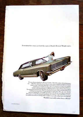 1965 Buick Riviera ''Ever notice how many cars...'' Print Ad 
