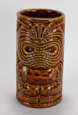 KC Hawaii Tiki Mug Cup Statue Ceramic 2000 Brown Glaze Aloha Home Barware